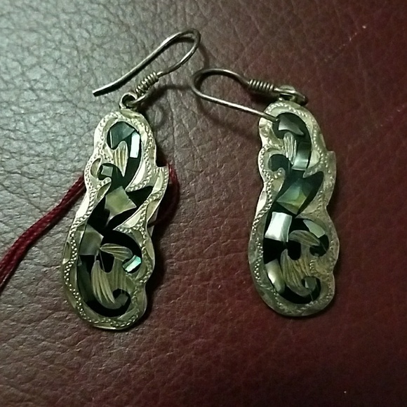 Sterling and Abalone Earrings - Picture 1 of 2